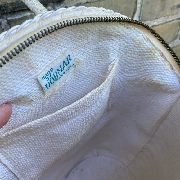 White Paper Woven Peach Sparkle Raffia Flowers Bags by Dormar, Made in Japan - Picture 7 of 10